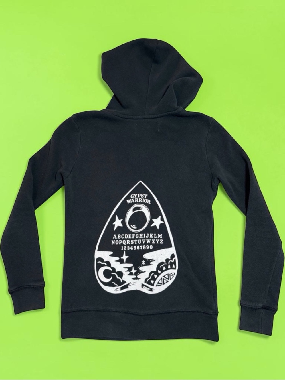 Rare Vintage Y2K Gypsy Warrior Ouija Board Hoodie Size XS Black Retro 2000s